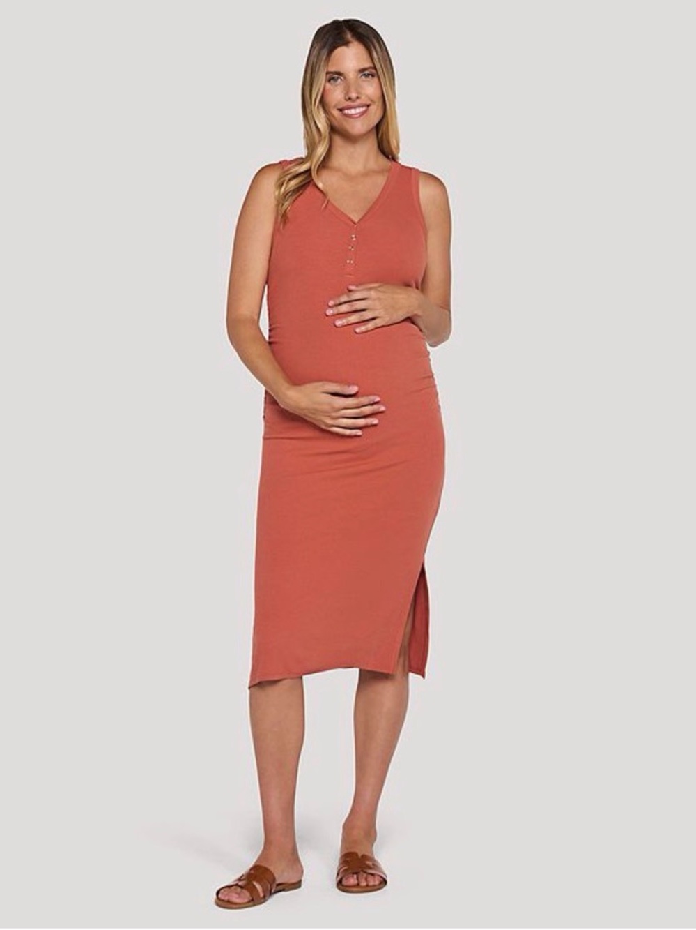 Motherhood Maternity Sleeveless Maxi Dress in  Pink